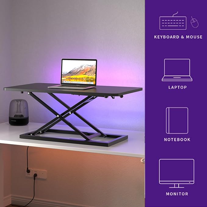 Decoholic 32 inch Height Adjustable Standing Desk Converter（Black） | Scissors Lift Keyboard and Mouse Riser Computer Keyboard Stand for Desktop,Keyboard Riser for Stand Up Desk Riser - Image 5