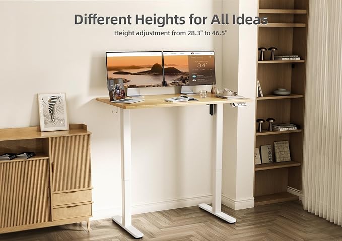 Claiks Electric Height Adjustable Standing Desk, 40x24 Inch, Bamboo | Smooth Height Adjustment, 3 Memory Presets, Cable Management Hub&Hook, Stable Steel Frame, 176lbs Capacity, Easy Assembly - Image 5