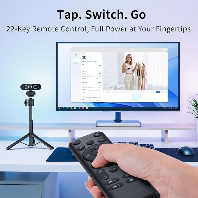 EMEET C60E Dual-Camera 4K Webcam for Streaming, Wide-Angle & Telephoto | Max 11X Hybrid Zoom & PDAF Autofocus, Remote Control, RGB Lighting, 2 Mics, Ideal for Livestreaming and Online Meeting - Image 5