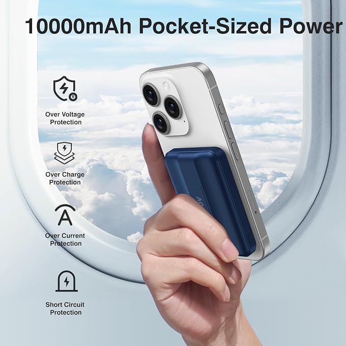 AOGUERBE for MagSafe Portable Charger, 10000mAh Magnetic Charger for iPhone | Power Bank with Stand, 22.5W Fast Charging, LED Display, Wireless Battery Pack for iPhone 17/16/15/14/13/12, Travel Essential - Image 5
