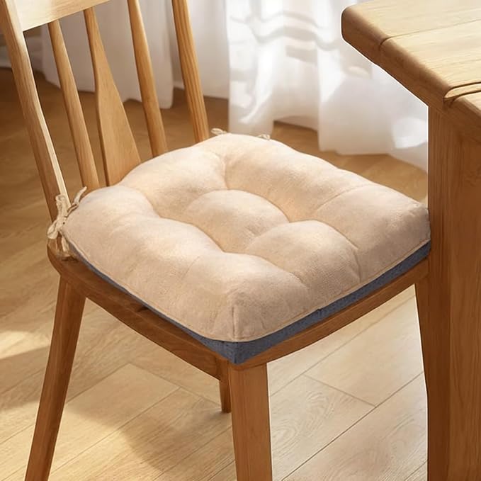 MAGIC ELEPHANT Chair Cushions for Dining Chair, Shredded Memory Foam Kitchen Chair Cushions Set of 4, Non-Slip Thick Dinning Room Chair Pads Seat Cushions, 15.5" x 15.5" x 4" (Beige) - Image 7