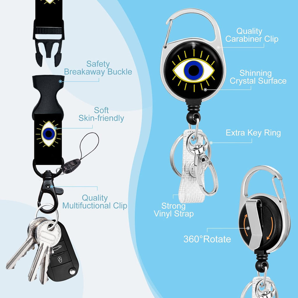 Evil Eye Lanyards for ID Badges, Badge Holder Retractable Clip - Image 4