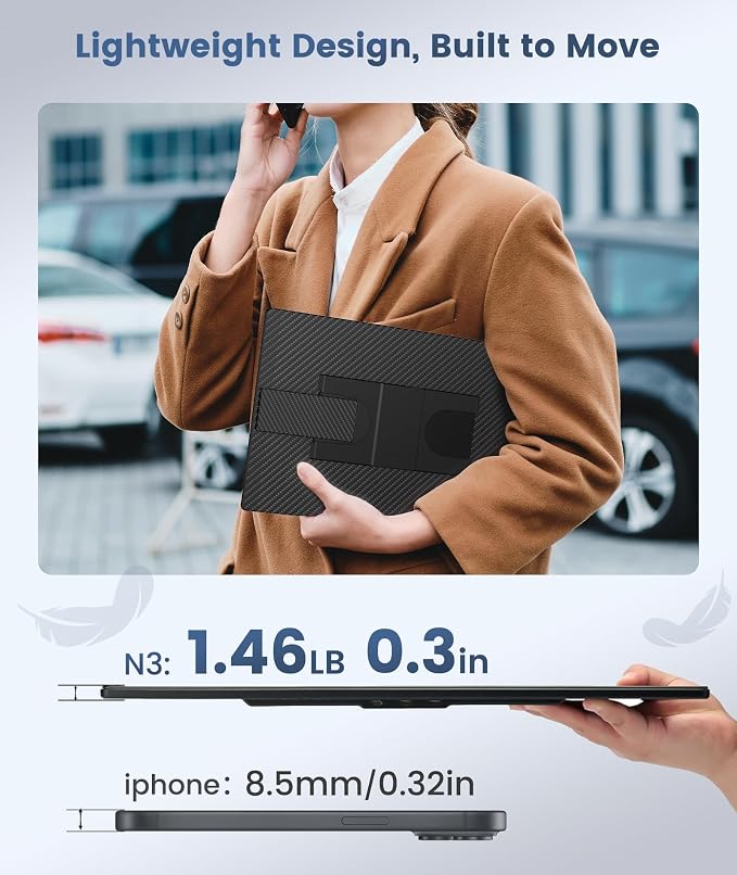 Synnov Portable Monitor, 16" 1200P FHD Laptop Screen Extender | 360° Rotating Detachable Stand, Plug & Play Travel Monitor, Ultra-Slim & Zero-Frame Dual Screen, For Wins/MacOS/Android - Image 3