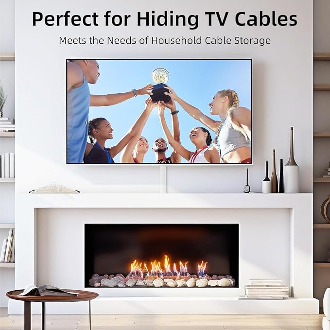 Delamu Cord Hider for Wall Mounted TV, 57in Paintable Cable Cover System, Self-Adhesive Cable Management Raceway Kit Hides 2-3 Wires, Baseboard Wire Hider Easy Installation, W 0.95 H 0.55in, White - Image 6