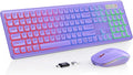 Wireless Keyboard and Mouse Combo with RGB Backlit, Rechargeable | Light Up Letters, Full-Size, Soft Typing, Sleep Mode, 2.4GHz Quiet Keyboard Set for Mac, Windows, Laptop, PC, Trueque KM42Pro by Trueque