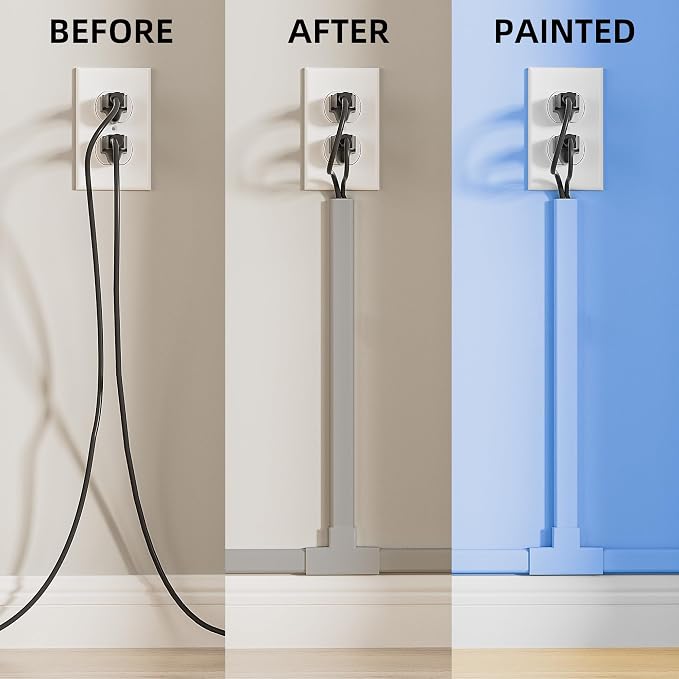 Delamu 142in Grey Cord Hider Cable Hider, Cord Covers for 2-3 Wires on Wall, Premium Wire Hiders Wire Covers for Cords on Wall, Easier Setup TV Cable Cover Management Kit, W0.94 H0.47in, Grey - Image 4