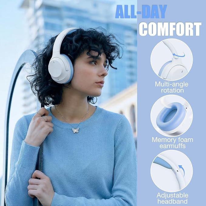 Upgraded Pro‑level Hybrid Active Noise Cancelling Headphones, HD Sound & Big Bass, 2X Softer Comfort, Long ANC Playtime, Wireless Over-Ear Bluetooth Headphones Perfect for Home Office|Travel|Pair - Image 6