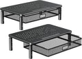 ELIVED 2 Pack Monitor Stand Riser with Metal Drawer, 3 Height Adjustable | with Larger Storage Space for Home and Office Supplies, Metal Desktop Stand for Laptop Computer Printer PC iMac by ELIVED