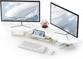 AFOOYO Dual Monitor Stand Riser, Wing-Shaped Sturdy Desktop Wood Stand for 2 Monitors, White Riser for Laptop, PC, Computer by AFOOYO