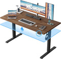 Klicelor 55 Inch Large Electric Standing Desk, Height Adjustable Office Desk, Sit Stand Up Computer Gaming Desk with Memory Preset, Two-Piece Desktop, Dark Walnut by Unknown