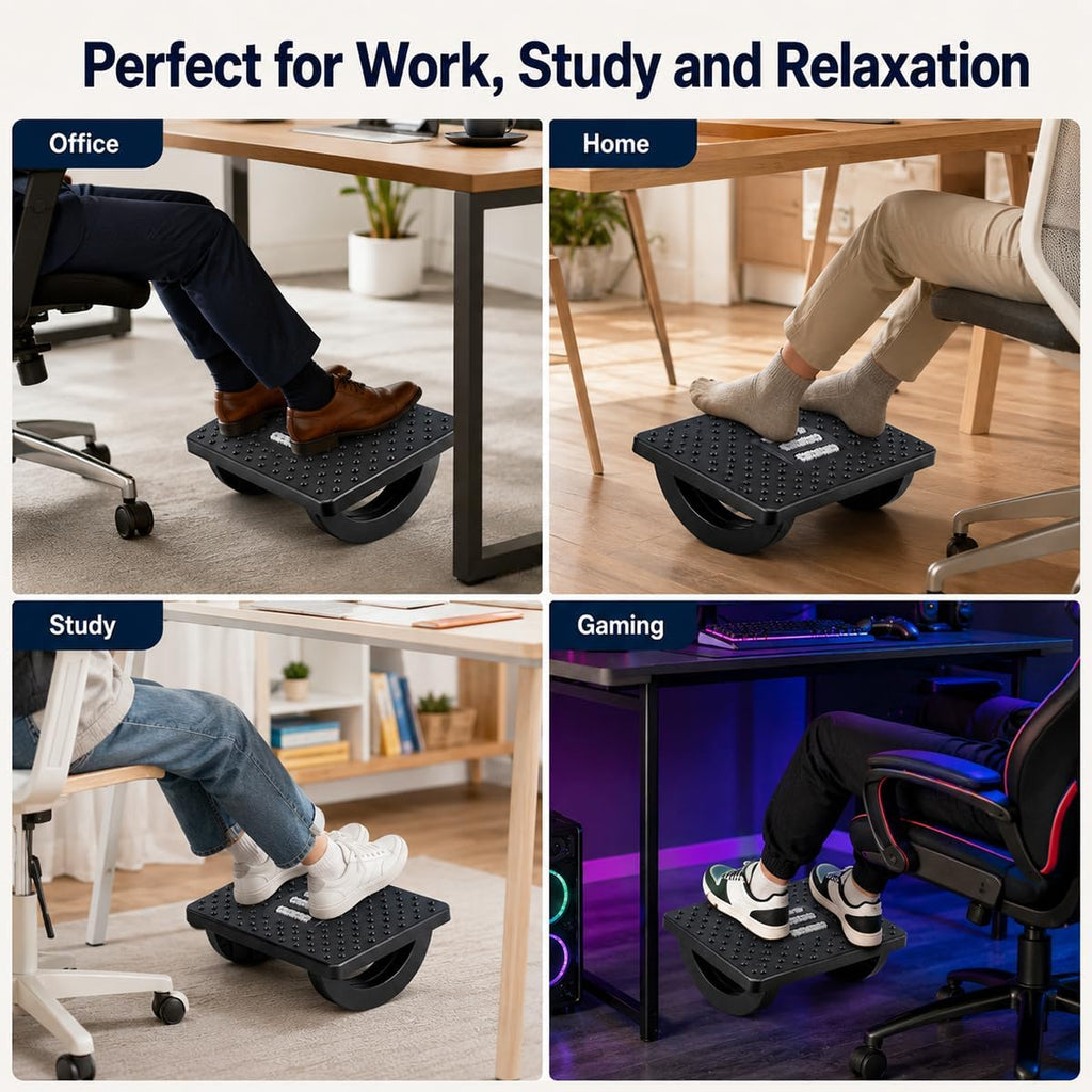 Under Desk Footrest, Rocking Foot Rest for Office with Massage Textured Surface, Ergonomic Foot Stool with Textured Surface for Home Office, Desk, Work, Black - Image 6