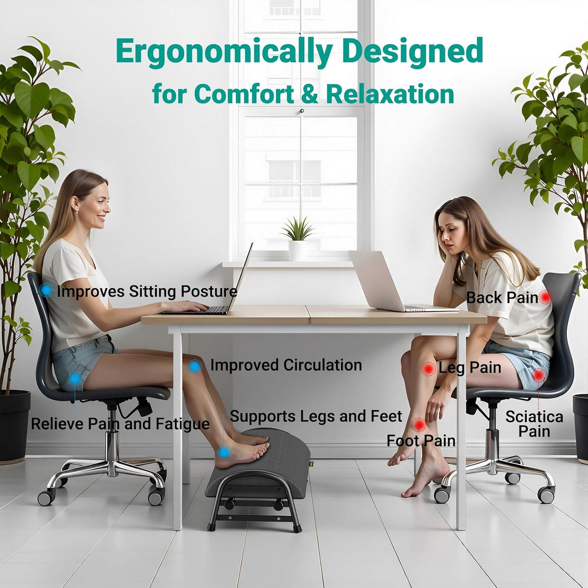 YEASHEIN Adjustable Foot Rest for Under Desk at Work, 6 Positions - Gray - Image 4