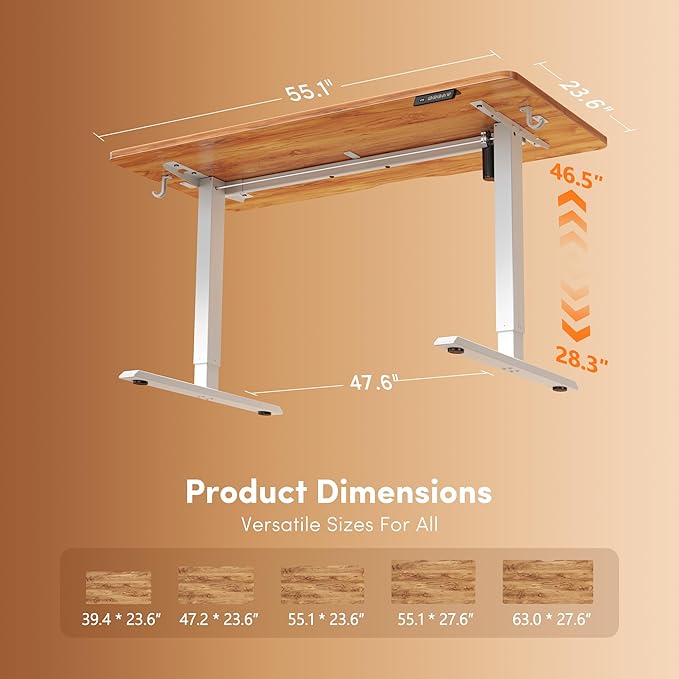 FEZIBO Standing Desk 55 × 24 Inch Electric Height Adjustable, Light Rustic | Sit and Stand Up Adjustable Desk, Home Office Computer Desk with 3 Customizable Memory Presets - Image 3