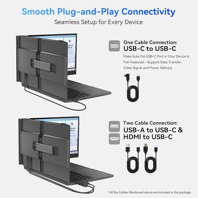 Blackview Laptop Screen Extender, 1.3lbs Ultra-Light & 0.17" Ultra-Slim, 14" FHD 1080P IPS Portable Laptop Monitor Extender, Travel Dual Monitor for 13-17",Plug & Play for Windows/Mac/Android/Switch - Image 7
