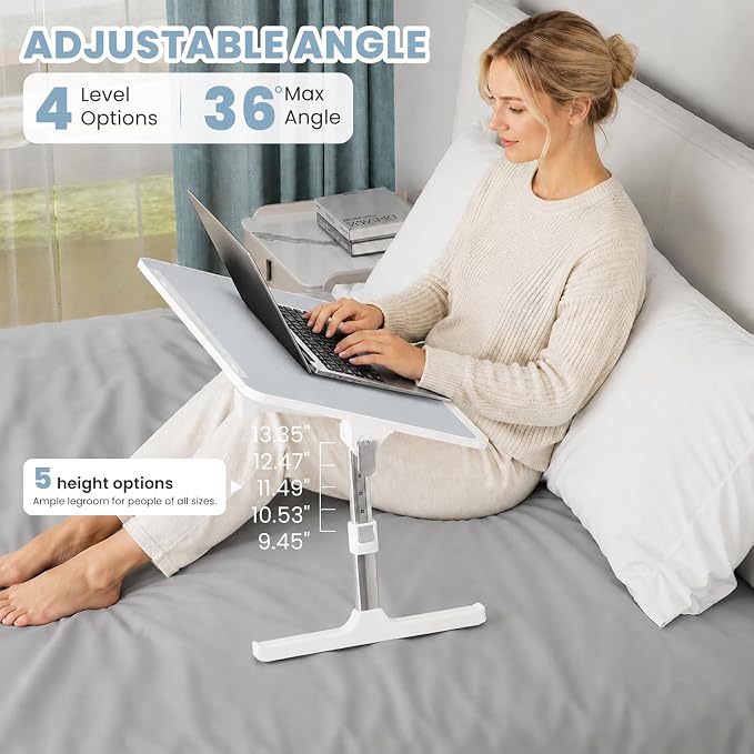 Adjustable Lap Desk, Foldable Laptop Desk for Bed, X-Large Lap Table | 23.6 x 15.7 Inches Bed Laptop Table, Laptop Stand for Couch & Sofa, Laptop Tray for Adults Writing Reading Eating, Gray - Image 2
