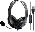 USB Headset with Mic, Computer Wired Headphones with Microphone for PC, Laptop (Black - Full Ear Cups) by 321WaSay