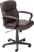 Amazon Basics Office Task Chair with Adjustable Height, 360° Swivel, Padded Armrests, Mid-Back, Rolling, 275 Pound Capacity, 24"D x 24.2"W x 34.8"H, BIFMA Certified, Dark Brown Faux Leather by AmazonBasics