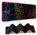 Wireless Charging RGB Gaming Mouse Pad, 31.5 x 11.8 Inch Extended Mouse Mat with Neon Geometric Line Design, LED Desk Pad with 7 Lighting Modes, Non-Slip Base for Gaming & Office by THISFIND