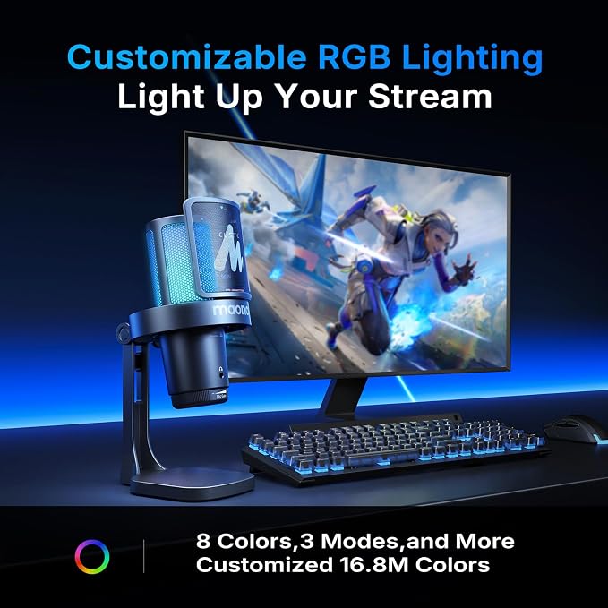 MAONO DGM20W Wireless Gaming Microphone for PC & Smartphones | USB-C Receiver, Clear Voice, Noise Reduction, Software Control, Custom RGB, Mute, Desk Stand, for Creators, Discord Streaming - Image 7
