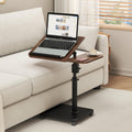 Adjustable Height C Shaped End Table with Wheels,360°Swivel Side Table, Top Tilting Laptop Stand TV Table for Sofa/Bed, Couch Tables that Slide under, Rolling Coffee Table for Living Room (walnut) by TRUNYAQI