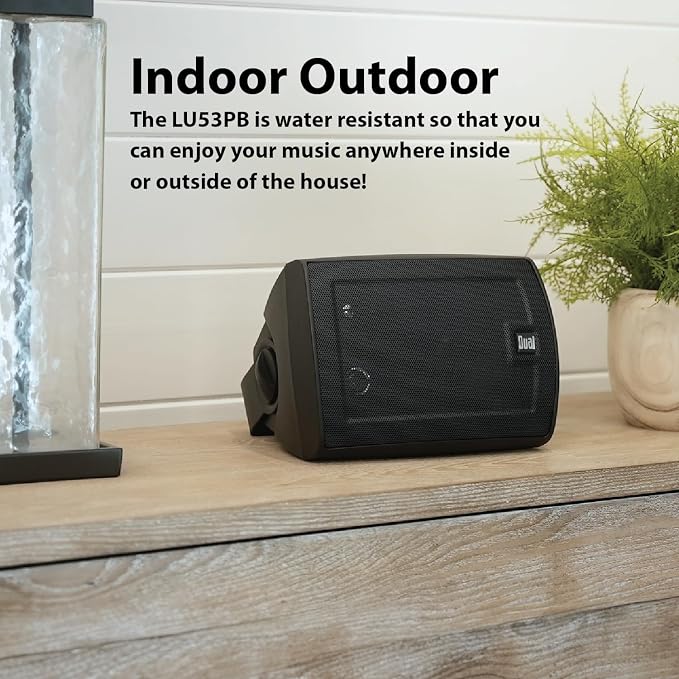 Dual Electronics LU53PB 5.25" 3-Way Indoor Outdoor Wired Speakers Pair | Weather & UV resistant, for patio, pool & garage, expansive stereo sound, easy setup, wired home speakers, black pair - Image 4
