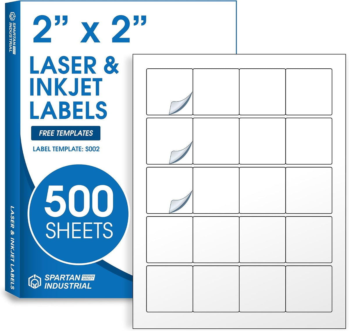 2" X 2" Matte White Printable Labels (500 Sheets, 10000 Stickers) by Spartan Industrial
