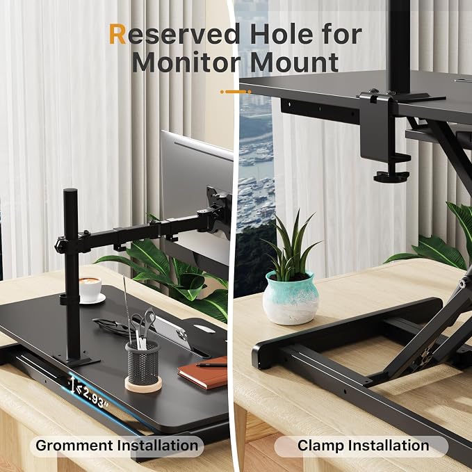 JOY worker Standing Desk Converter, 35" Height Adjustable Sit Stand Riser | Black Desktop Sit to Stand Riser with Fixed Keyboard Tray, Dual Monitor and Laptop Workstation, Particle Board, Home Office - Image 7