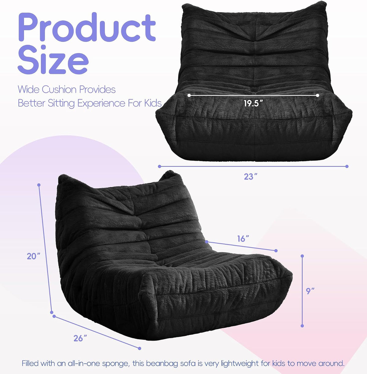 Hobestluk Small Bean Bag Chair Fireside Floor Chair BeanBag Couch Togo Sofa - Image 2