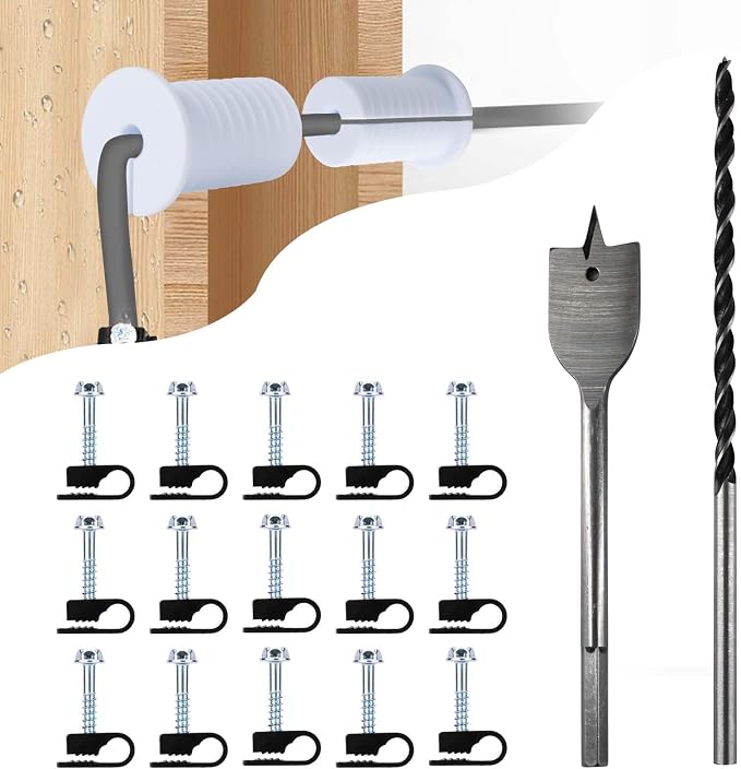 Starlink Cable Routing Kit,Starlink Cable Installation Kit,Starlink Mounting Accessories,2* Grommets, 1" Spade Drill Bit, 5/16" Drill Bit, 15 Wall Clamps (Cable Installation Kit (White) by MYZHRE