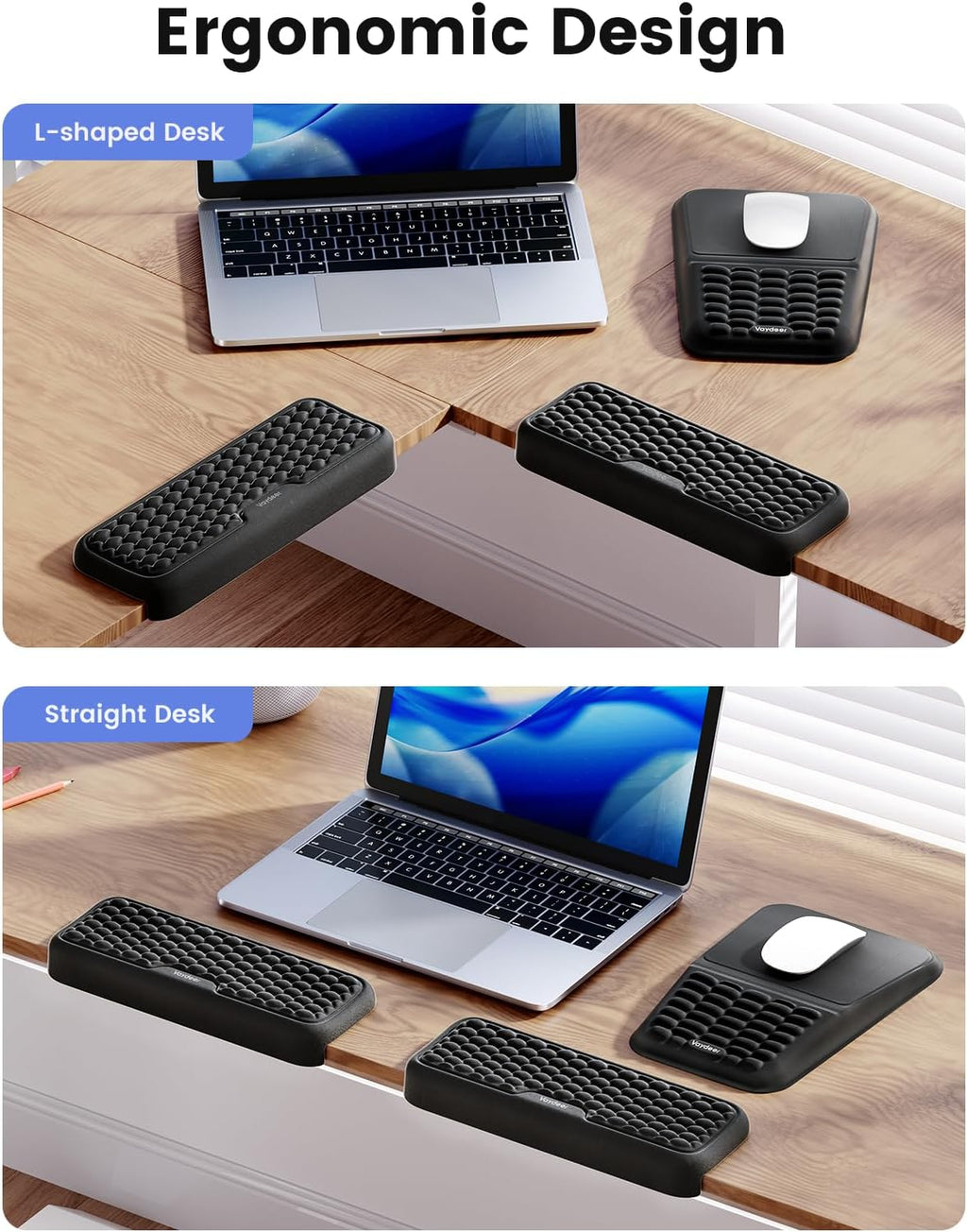 Vaydeer Ergonomic Mouse Pad with Wrist Rest and 2Pcs L-Shaped Elbow Rest - Image 4
