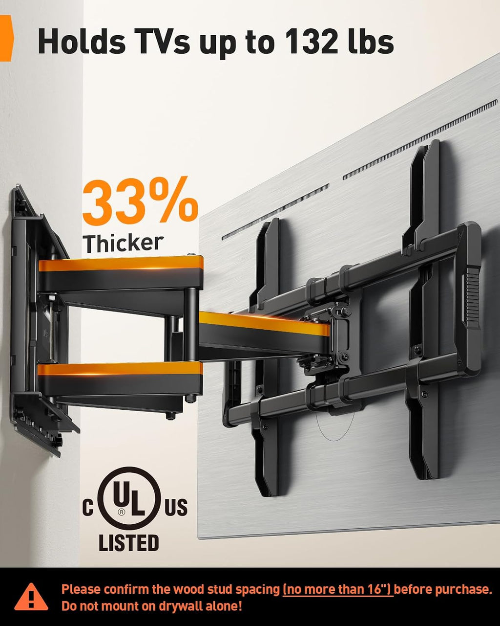 Perlegear TV Wall Mount Full Motion for 42–97 inch TVs up to 132 lbs - Image 4
