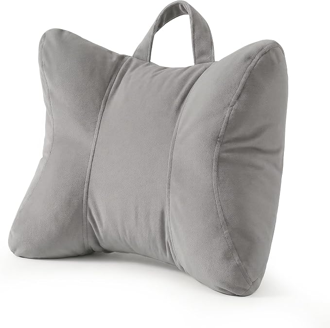 Lumbar Support Pillow for Office Chair and Car Seat, Zinc Gray | Ergonomic back support cushion with a removable, washable corduroy cover for desk chairs, sofas and recliners by Ailuteie