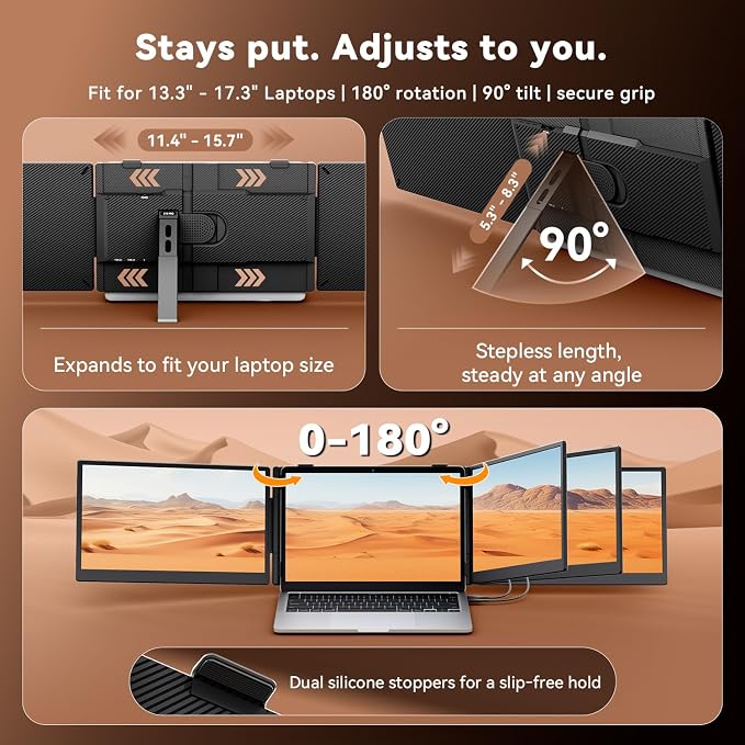 Teamgee S10 Pro 14" Dual-Screen Extender – Ultra‑Slim & Hidden Cable | FHD IPS 300nit, USB-C/HDMI, Portable Monitor, 3 lbs, Fits 13-17" - Image 4