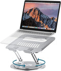 Lifelong 360° Rotating Adjustable Laptop Stand, Foldable Riser, Silver | Ergonomic Computer Stand for Desk, Portable Laptop Holder Fits All MacBook, Laptops 10-16 Inches by LIFELONG