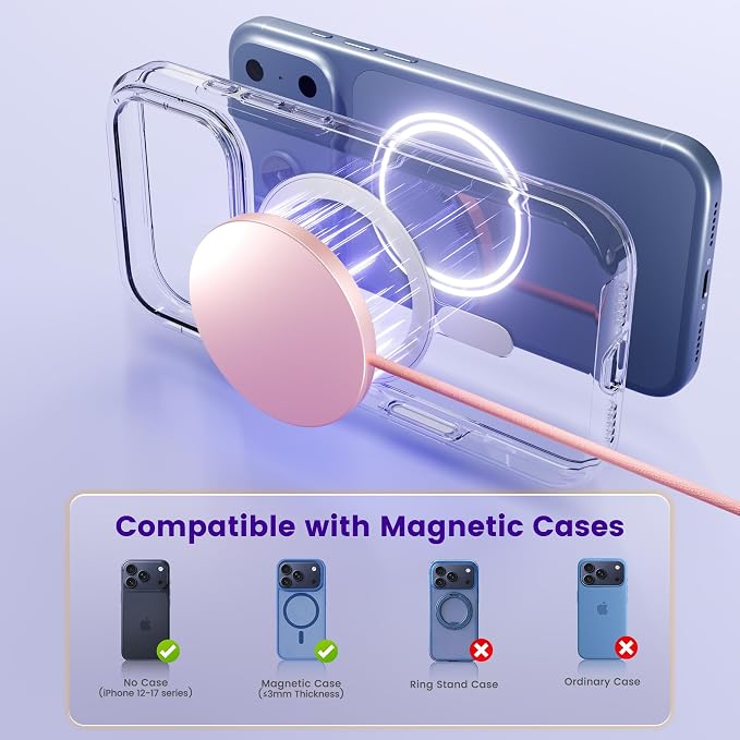 15W Wireless Charger for Apple MagSafe Charger, Magnetic Fast Charging Pad | Compatible for iPhone 17 16 15 14 13 12 Pro Max, AirPods-Slim Portable for Desk Bedside and Travel - 3 Pack, Pink - Image 6