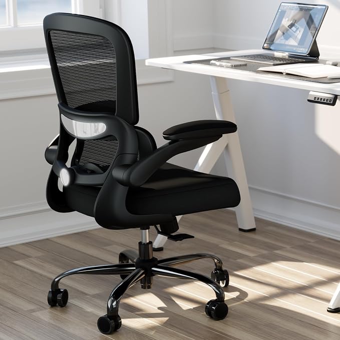 TRALT Ergonomic Office Chair Desk Chair with Adjustable Lumbar Support | Desk Chair Comfy with Flip-up Armrests Ergonomic Chair - Mesh Computer Chairs for Adults, 330lbs, Mesh (Black, 1) - Image 7