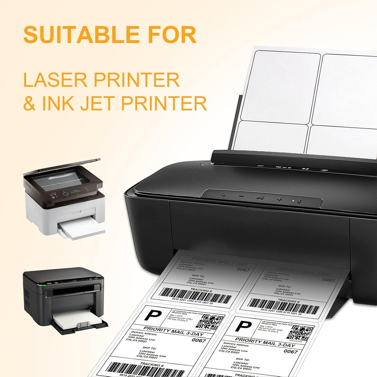 [500 Sheets 2000 Labels] 4-UP 4''x5'' Shipping Labels for Laser & Inkjet Printers, Shipping Mailing Labels, 4 Pcs Per Page Shipping Labels - Image 4