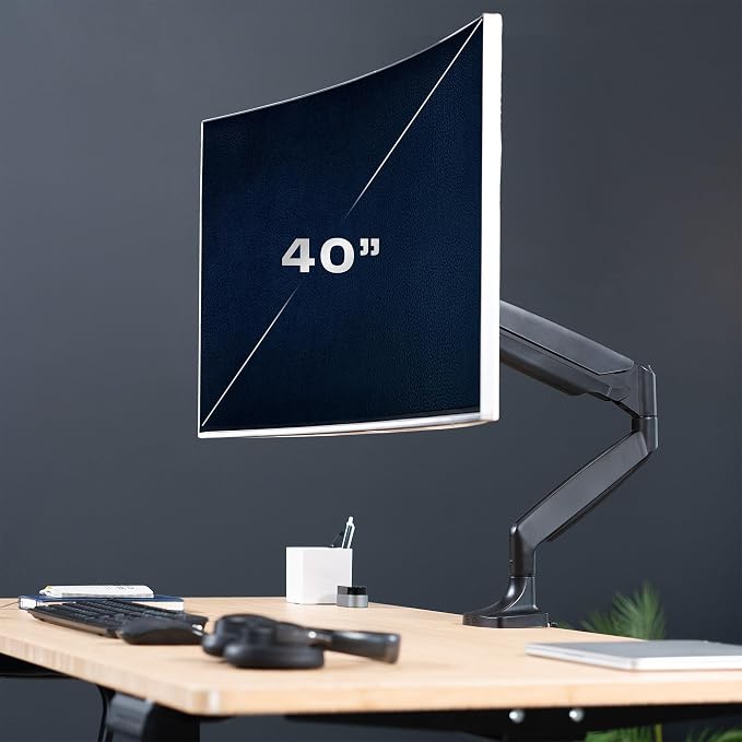VIVO Premium Aluminum Heavy Duty Single Monitor Arm for Ultrawide Monitor up to 40 inches and 30 lbs, Desk Mount Stand, Pneumatic Height, Max VESA 100x100, Black, STAND-V110Q - Image 2
