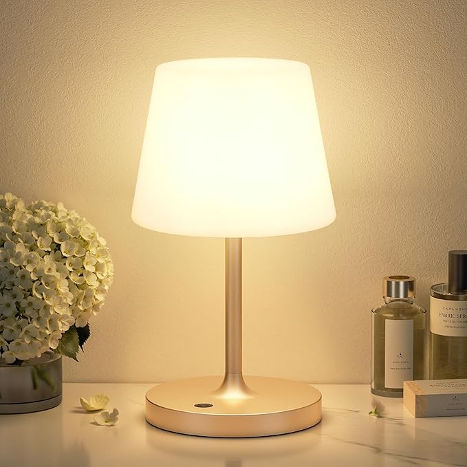 Kakanuo Champagne Gold Shower Lamp Waterproof, Rechargeable Cordless Lamp with 4000mAh Battery, Touch Dimmable Table Lamp for Outdoor, Kitchen, Bathroom, Camping, Patio, IP54 by KakanuoLightings
