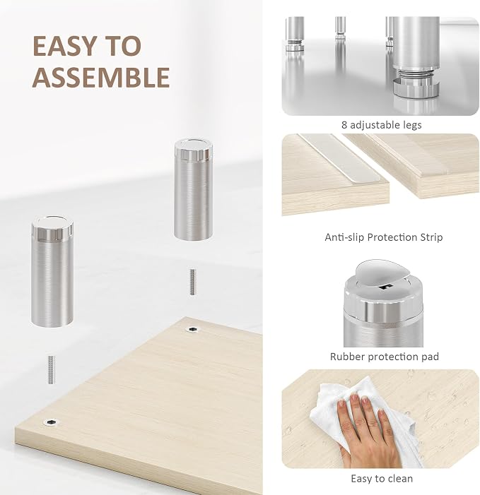 Dual Monitor Riser - Adjustable Length & Angle, Wooden Stand for 2 Monitors with Storage - Image 6