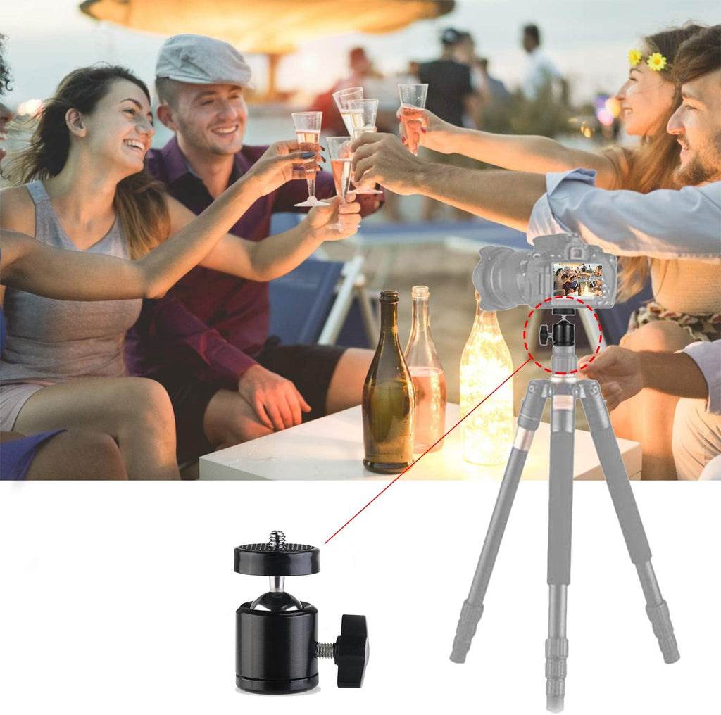 Universal 1/4" Swivel Mini Ball Head Screw Tripod Mount with Hot Shoe（2 Pack）, Eszkozta 360 Degree Rotating Mount Base Adapter for DSLR Cameras HTC Vive Tripods Monopods Camcorder Light Stand… - Image 4