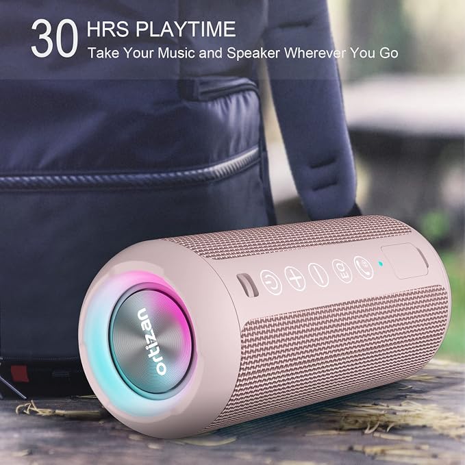 Ortizan X10 Portable Bluetooth Speaker, IPX7 Waterproof, Wireless, Pink | 24W Loud Stereo Sound, Deep Bass, Bluetooth 5.3, RGB Lights, Dual Pairing, 30H Playtime for Home/Outdoor/Party, Birthday Gift - Image 5