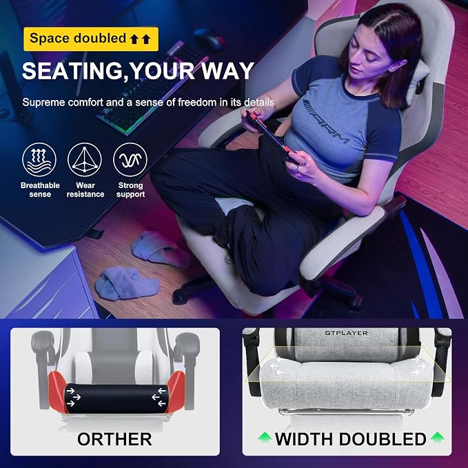 GTPLAYER Gaming Chair, Computer Office Chair with Pocket Spring Cushion, Linkage Armrests and Footrest, High Back Ergonomic Computer Chair with Lumbar Support Task Chair with Footrest - Image 6