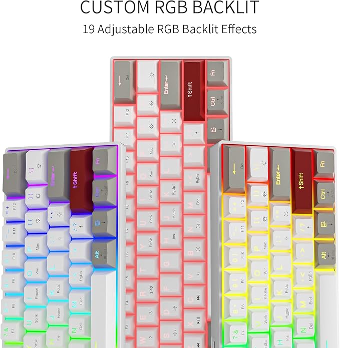 Newmen GM610 60% Wireless Mechanical Gaming Keyboard (Linear Red Switch) | 60% Wireless Gaming Mechanical Keyboard,Wired/Bluetooth/2.4G RGB Backlit, Anti-Ghosting Keys,Programmable,Hot-Swappable - Image 6