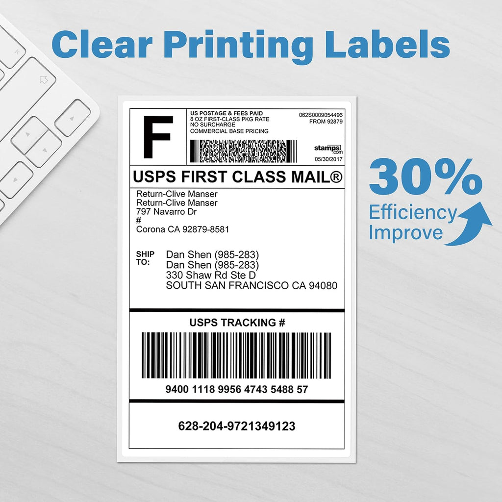 LotFancy 4x6 Thermal Labels, 3600 Shipping Labels Fanfold, 2 Stacks (1800 PCS per Stack), Perforated Mailing Postage Label, Permanent Adhesive, Address Label Compatible with Zebra, Rollo, Munbyn - Image 3