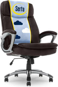 Serta Ergonomic Big and Tall Executive Office Chair Lumbar Support, Leather | Fairbanks, Gaming Chair with Headrest, 350lb Capacity, Padded Arms, Semi-Plush Seat Cushion, Adjustable Height & Tilt, Brown by Serta
