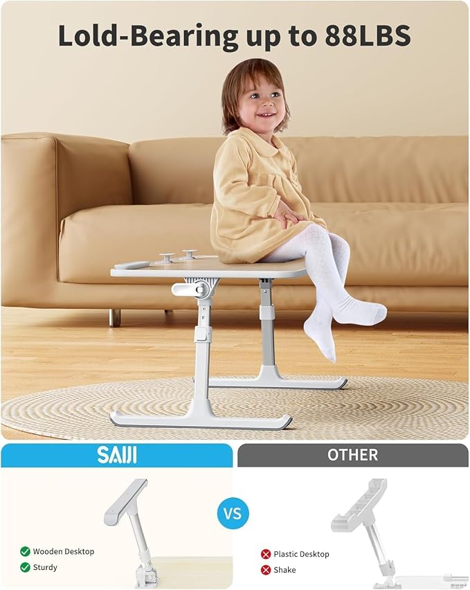 Laptop Desk for Bed, SAIJI Lap Desks Bed Trays for Eating Writing | for Eating Writing, Adjustable Computer Laptop Stand, Foldable Lap Table in Sofa and Couch（20.5x11.8 Teak - Image 2