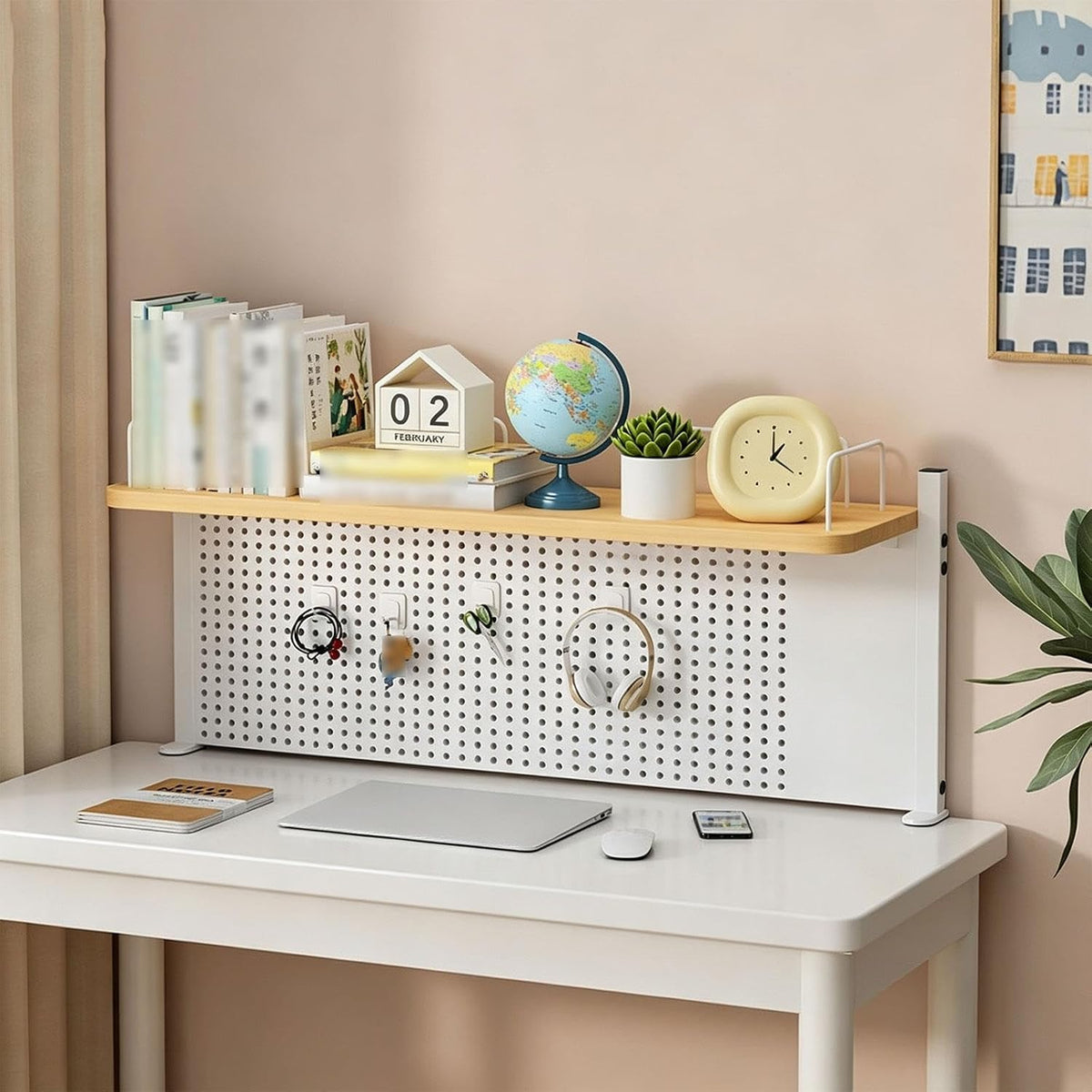 Desk Hutch Dorm, Clamp-on Desktop Bbookshelf Organizer With Pegboard by OECETCAWKD