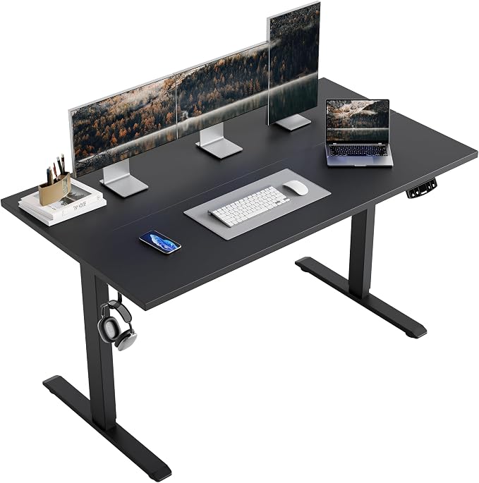 Agilestic Electric Height Adjustable Standing Desk, 55 Inch, Black | Smooth Height Adjustment, Memory Presets, Hooks, Stable Steel Frame,154 lbs Capacity, Easy Assembly, Splice Board by Agilestic