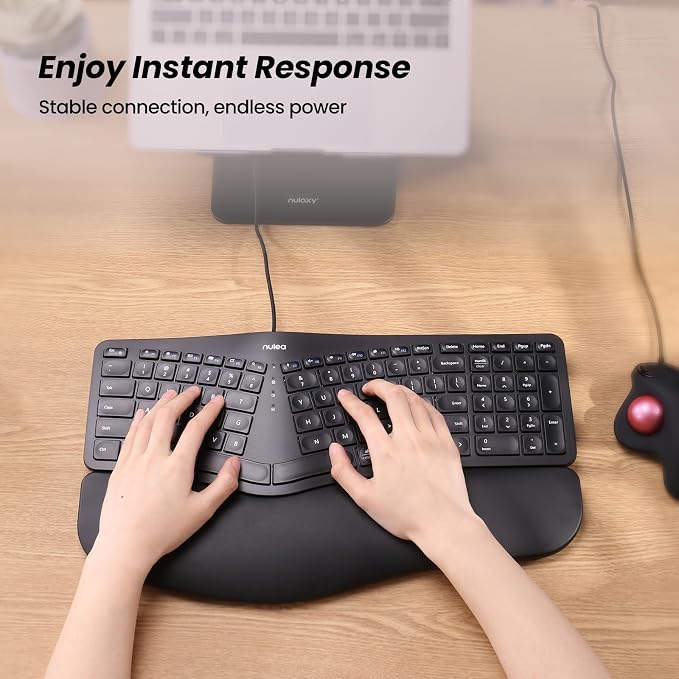 Nulea RT05C Wired Ergonomic Keyboard, Split Keyboard with Cushioned Wrist Rest, Adjustable Tilt Legs, Plug and Play, USB Corded, Compatible with Windows/Mac | Plug and Play Keyboard with Adjustable Tilt Legs, Natural Typing Design, Comfortable Support ... - Image 6